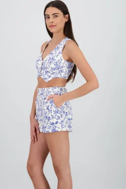 Chaleco corto estampado flores