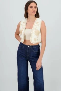 Chaleco crop detalle bordado