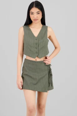 Chaleco crop sastreado rayas