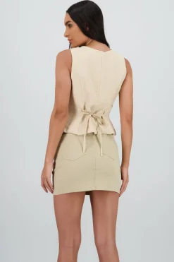 Chaleco de lino con botones liso