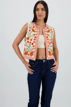 Chaleco detalle bordado flores