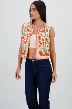 Chaleco detalle bordado flores