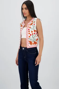 Chaleco detalle bordado flores