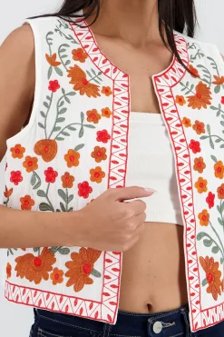 Chaleco detalle bordado flores