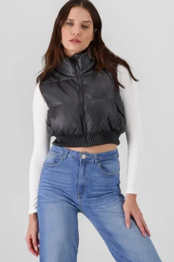 Chaleco PU capitonado con borrego