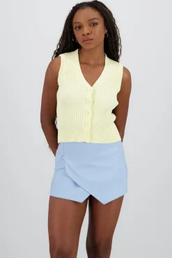 Chaleco tejido acanalado botones