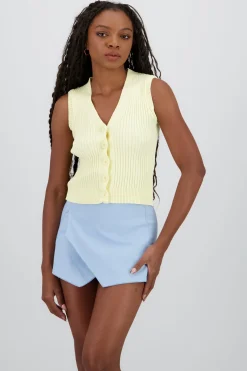 Chaleco tejido acanalado botones