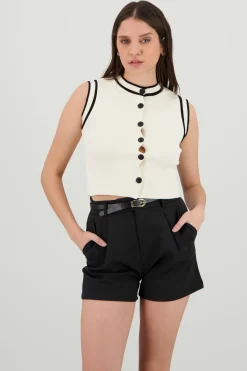 Chaleco tejido botones contrastes