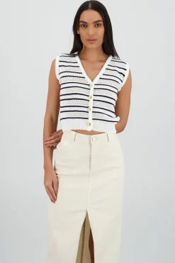 Chaleco tejido detalle rayas