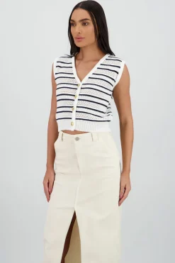 Chaleco tejido detalle rayas