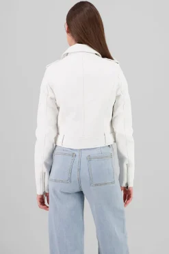 Chamarra Biker Efecto Piel Cierre