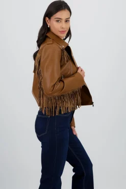 Chamarra Biker Fringe Brillos