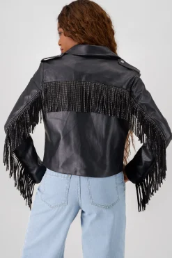 Chamarra Biker Fringe Brillos