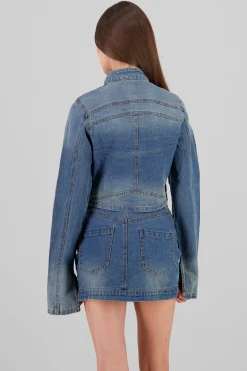 Chamarra cropped con cierre tipo moto