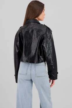 Chamarra piel textura serpiente