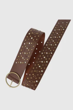 Cinturón ancho hebilla aro studs