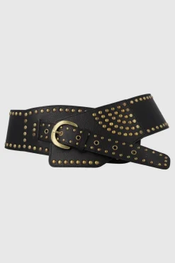 Cinturon ancho cruado studs