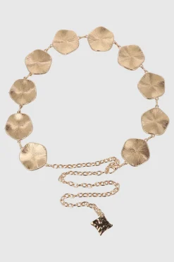 Cinturon cadena bloques con textura dorado