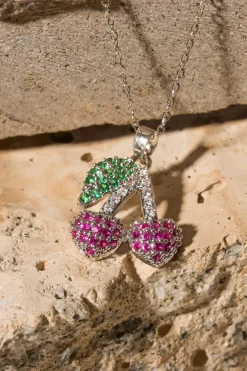 Collar dije cerezas brillos