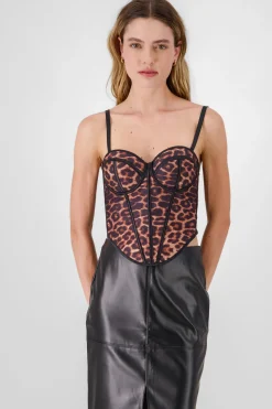 Corset animal print detalle varillas contraste