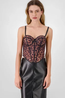 Corset animal print detalle varillas contraste