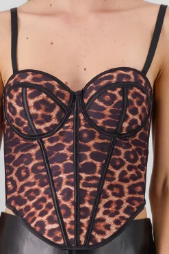 Corset animal print detalle varillas contraste