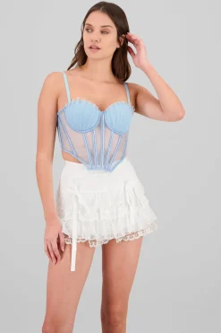 Corset copas mesh plisadas