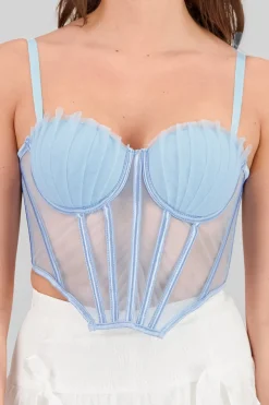 Corset copas mesh plisadas