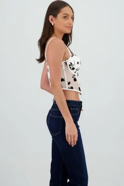 Corset mesh flock detalle plisado copas