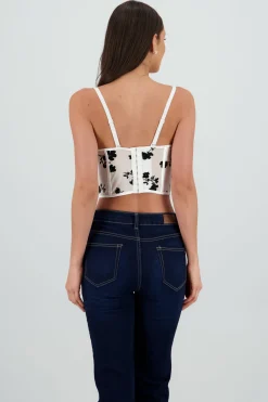 Corset mesh flock detalle plisado copas