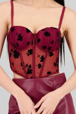 Corset mesh flock detalle plisado copas