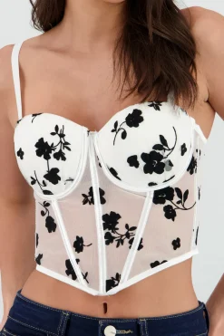 Corset mesh flock detalle plisado copas