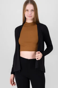 Cárdigan Corto Caída Cascada Manga Larga