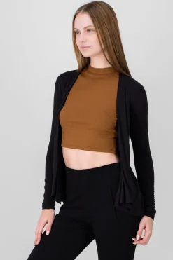 Cárdigan Corto Caída Cascada Manga Larga