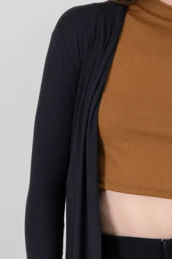 Cárdigan Corto Caída Cascada Manga Larga