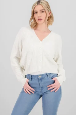 Cárdigan tejido acanalado botones