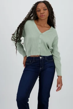 Cárdigan tejido acanalado botones