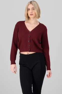 Cárdigan tejido acanalado botones