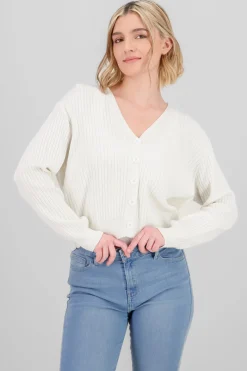 Cárdigan tejido acanalado botones