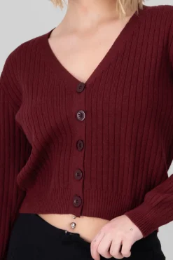 Cárdigan tejido acanalado botones