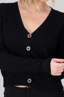 Cárdigan tejido acanalado botones