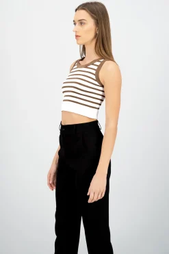Crop Top De Rayas Sin Manga