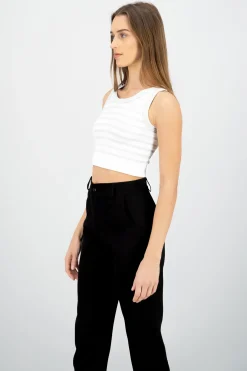 Crop Top De Rayas Sin Manga