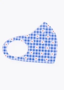 Cubreboca tela margaritas gingham