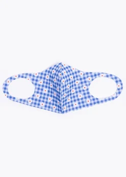 Cubreboca tela margaritas gingham