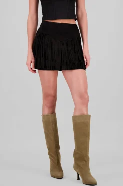 Falda gamuza flecos