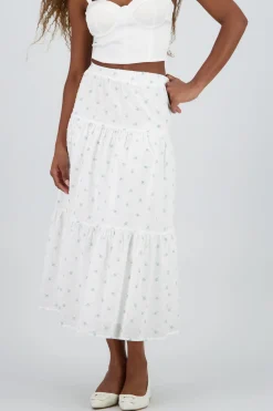 Falda maxi floral con textura