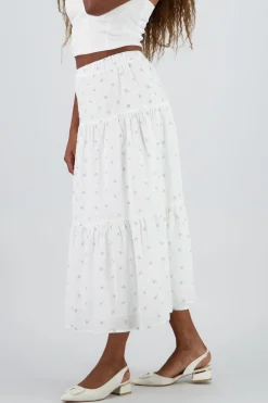 Falda maxi floral con textura