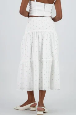 Falda maxi floral con textura