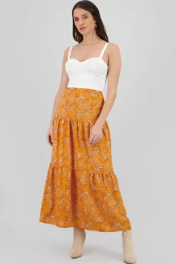 Falda maxi olanes estampado flores